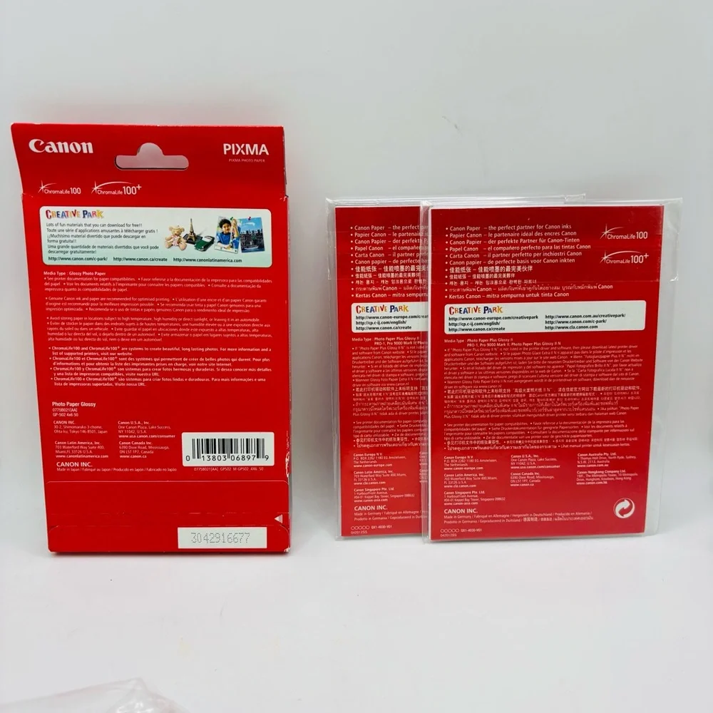 Canon Photo Paper Plus Glossy II and Photo Paper Glossy Pack.